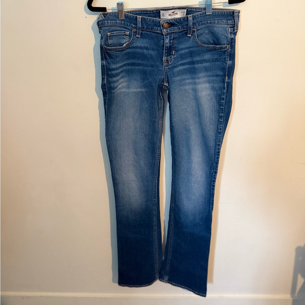 Hollister Blue Straight Leg Jeans with Faded Wash